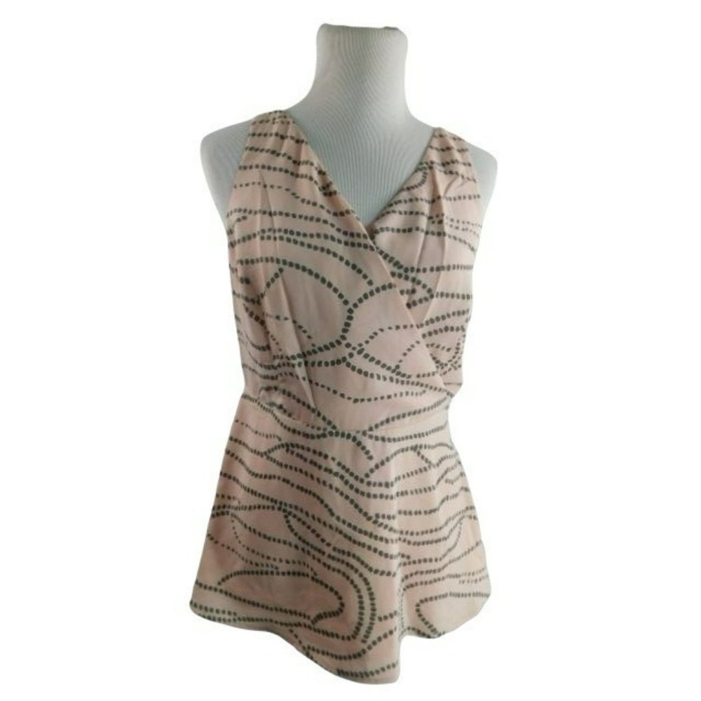 Cabi Size 8 Convertible Sophia Pink Multi Lined Peplum Blouse Top  NWT